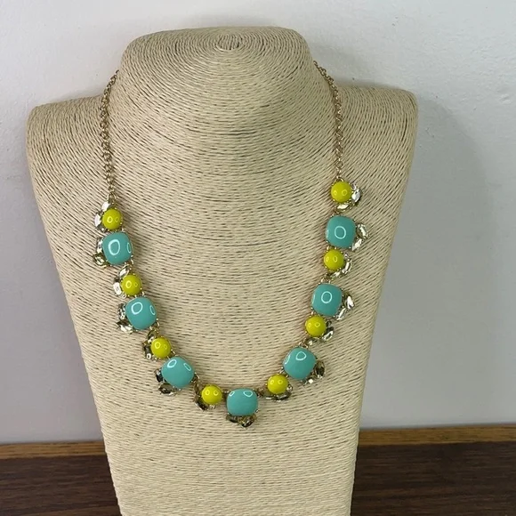 Banana Republic Teal Yellow Gold Necklace - Picture 1 of 7